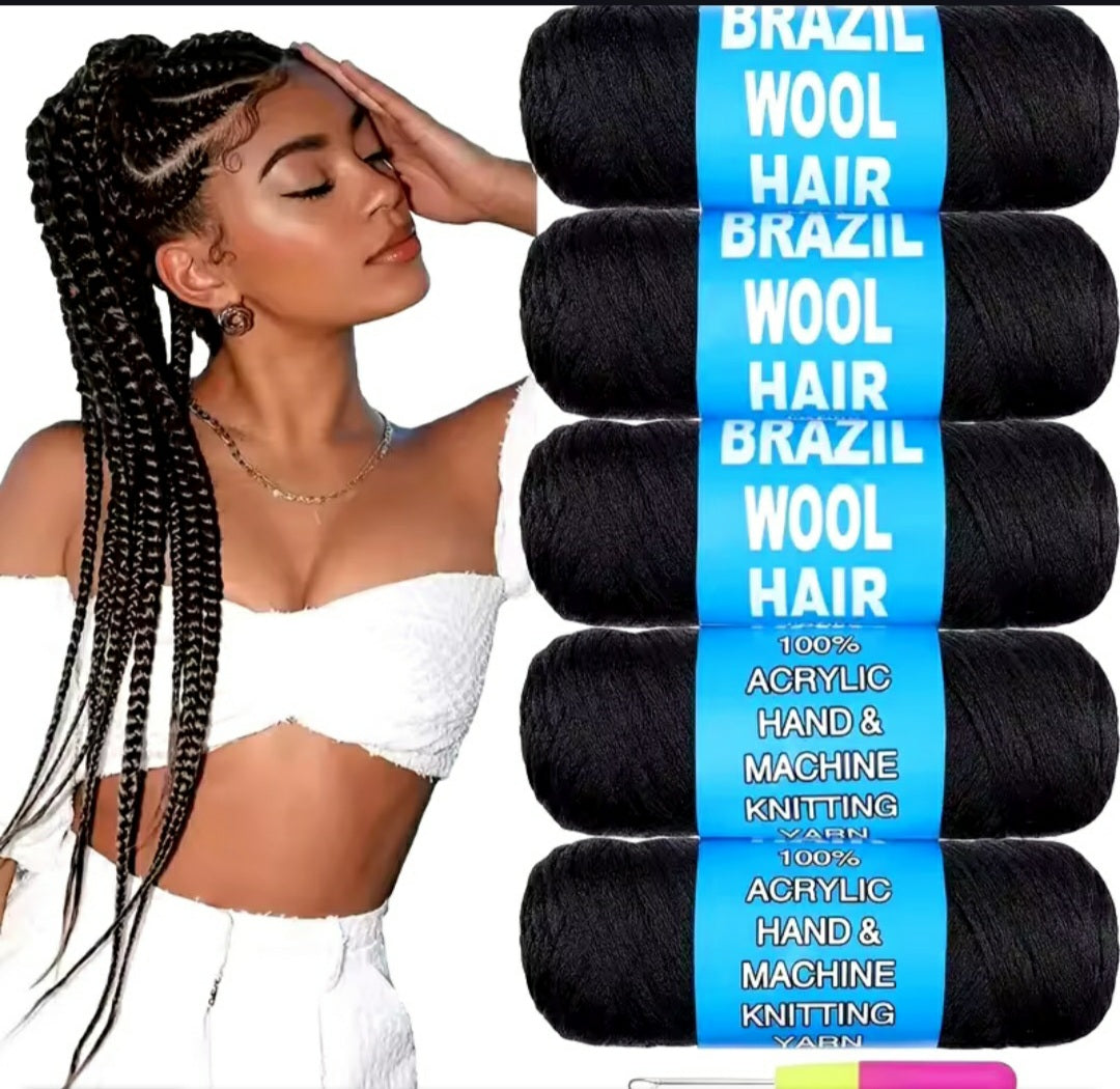 Fil de Laine Acrylique pour Coiffure – Tresses, Twists & Styles Créatifs 4 PCS